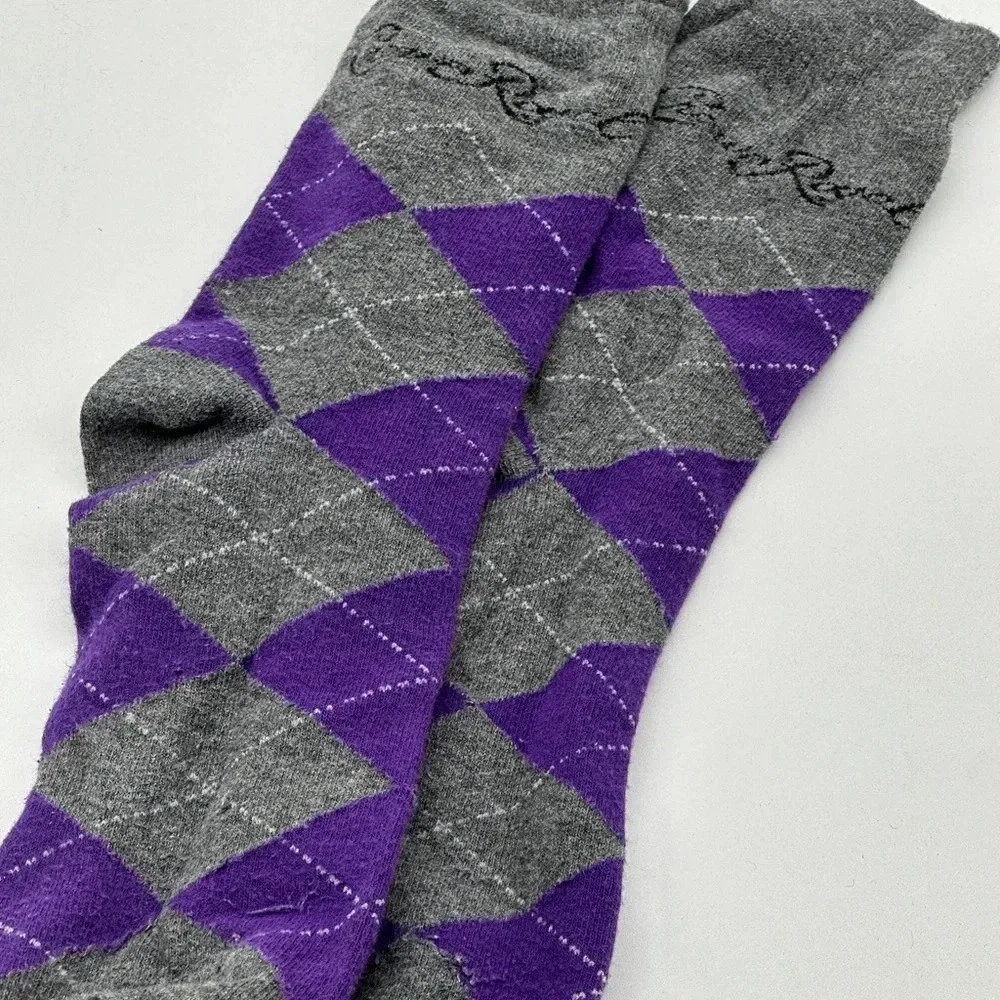 Men's‎ Purple and Gray Argyle Crown Royal Socks